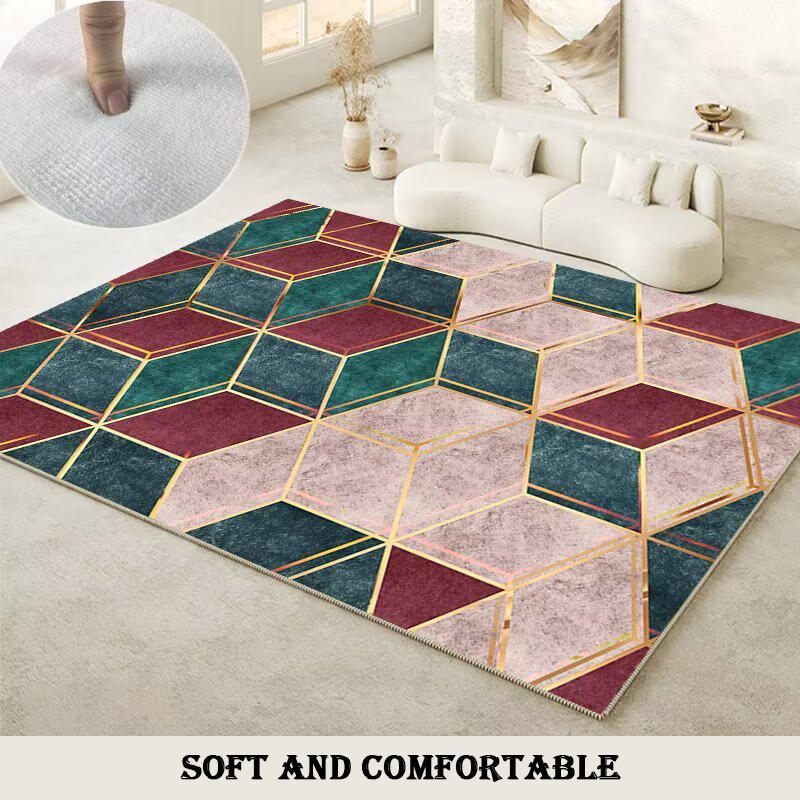 Modern Geometric Large Area Carpets for Living Room Simple Style Soft Washable Home Rug Bedroom Tatami Non-slip Baby Mat Flannel