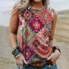 Módne Nové Dámske Športové Tielka Bez Rukávov Voľné Ležérne Tank Topy Vintage 3D Geometricky Potlačené Bez Rukávov S Okrúhlym Výstrihom Tričká