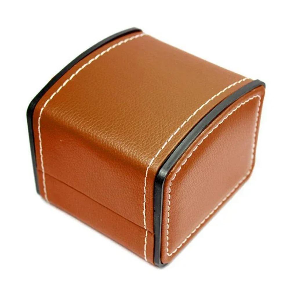 PU Leather Single Watch Storage Box with Pillow Travel Jewelry Organizer for Men Gift