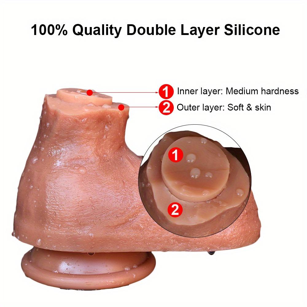 Realistic Silicone Dildo - Extra Large, Dual-Layered for Enhanced Pleasure,Soft & Flexible, Non-Toxic, Safe Material, Strong Suction Cup Base- Perfect