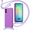 Case for Samsung Galaxy A06, Shockproof Soft Liquid Silicone with Lanyard - Purple