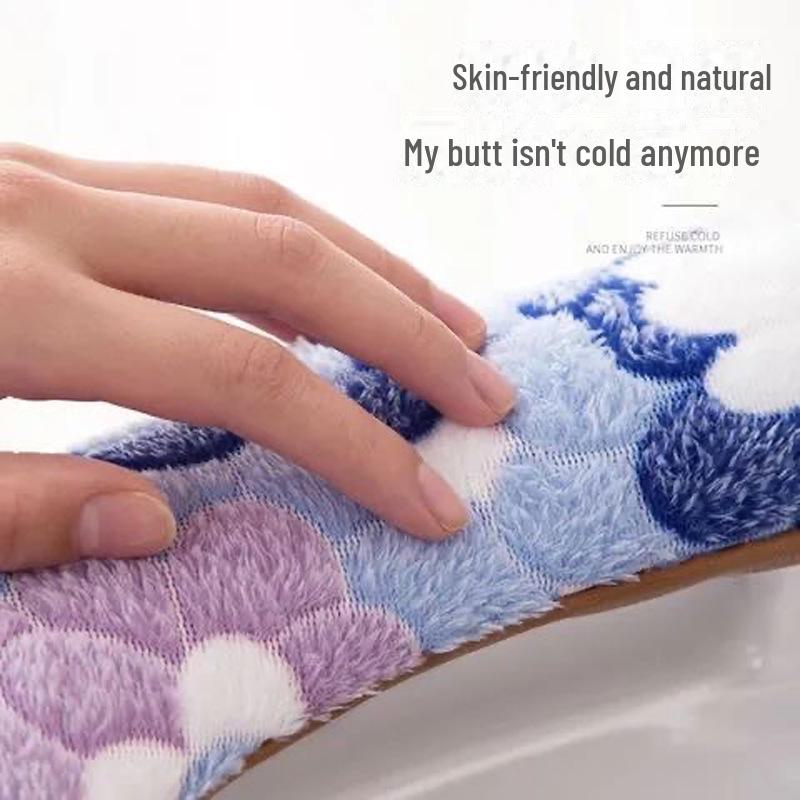 Plush Zipper Toilet Seat Cover - Thickened for All Seasons