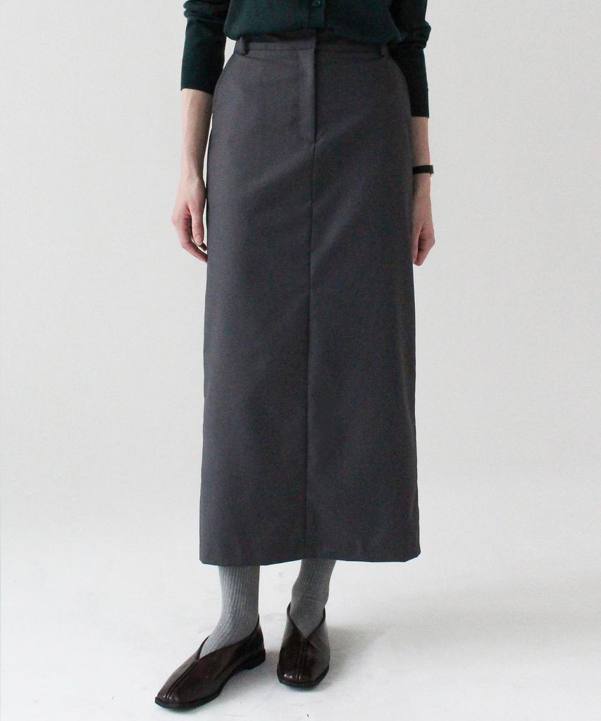Keullaepeu Classic Line Banding Skirt_Charcoal