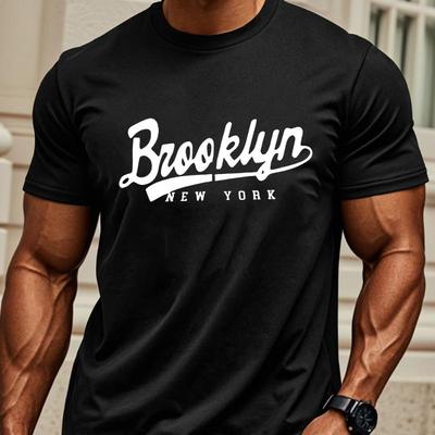 Brooklyn New York Skript T-shirt, Mjuk, Andningsbar & Färgbeständig, Klassisk Passform för Daglig Vardagsanvändning