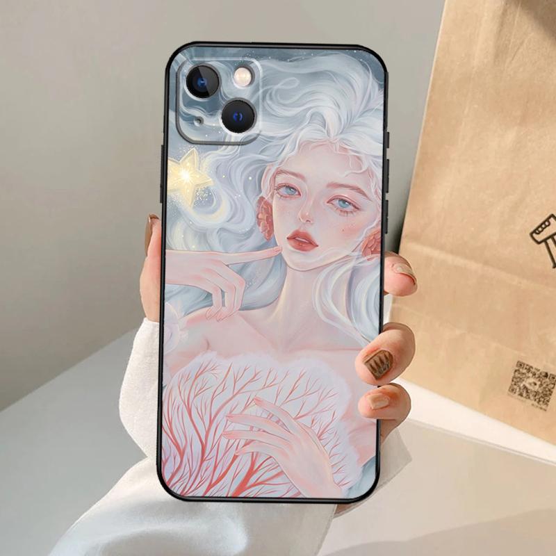 Cute And Beauty Girl Color Painting Phone Case For iPhone 18 17 Air 16 15 13 11 12 14 Pro Max 13 12 Mini 15 16 Plus 16e Cover Coque