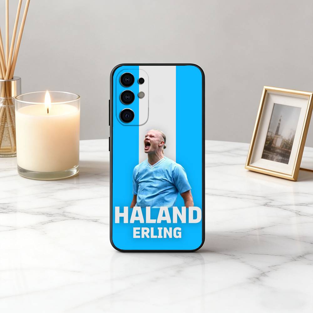 Voetbal E-Erling H-Haaland-EH Telefoonhoesje Zwart Siliconen Zacht Voor Samsung S25,S24,S21,S22,S23,S30,Ultra,S20,Plus,Fe,Lite