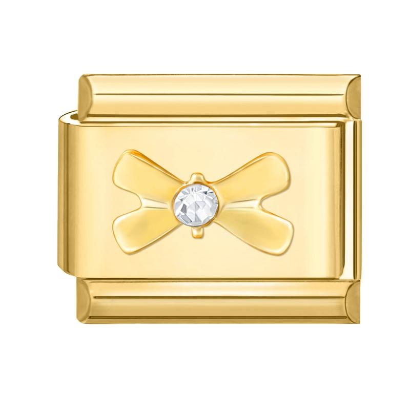 New Y2K Gold Color Butterfly Moon Bow Shell Star Pearl Pendant Italian Charm Link Fit 9mm Stainless Steel Bracelet DIY Making