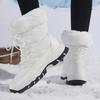 Reisen Nordosten Große Größe Schneestiefel Damen Outdoor Bergsteigen Reisen Hoher Schaft Warme Baumwollschuhe Damen Mittelhohe Stiefel Winter