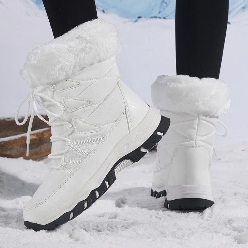Reisen Nordosten Große Größe Schneestiefel Damen Outdoor Bergsteigen Reisen Hoher Schaft Warme Baumwollschuhe Damen Mittelhohe Stiefel Winter