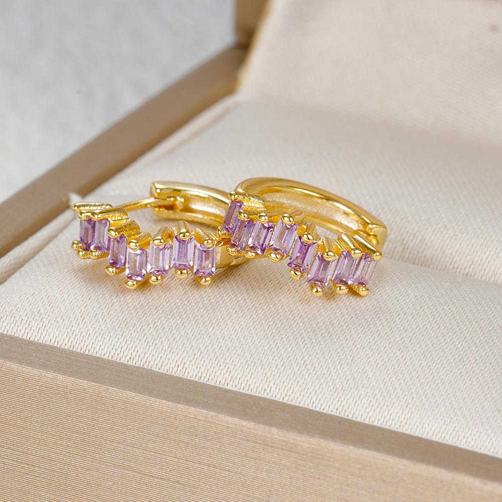 Trendy Gold Plated Round Huggie Hoop Earrings for Women Stainless Steel Colorful Zirocn Piercing Earrings Fashion Jewelry