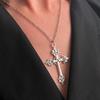 Dámský geometrický náhrdelník s křížkem ve tvaru diamantu - Evropský a americký punkový hip-hopový choker