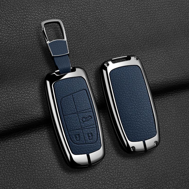 Zinc Alloy Leather Car Key Case For Jeep Compass Grand Cherokee Wrangler Compass Chrysler 300C Key Holder Car Key Cover Case