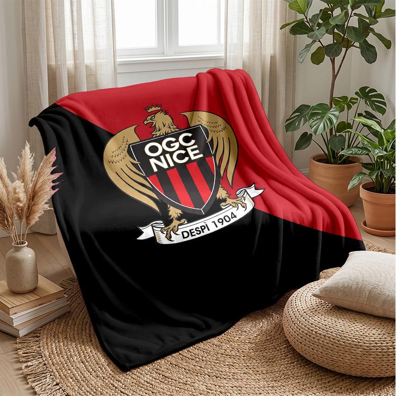 OGC Nice FC Soft Flannel Fleece Blanket Lightweight Cozy Warm Throw Blanket For Sofa Bed Home Decor