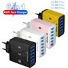 USB Şarj Cihazı 5 Port Hızlı Şarj Adaptörü iPhone Samsung Cep Telefonu İçin Fişli Şarj QC 3.0 Seyahat Duvar Şarj Cihazı AB/ABD/KR Fişli