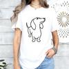 Simplified Line Sausage Dog Print Tshirt Loose Versatile Round Neck Short Sleeve Top Tshirt