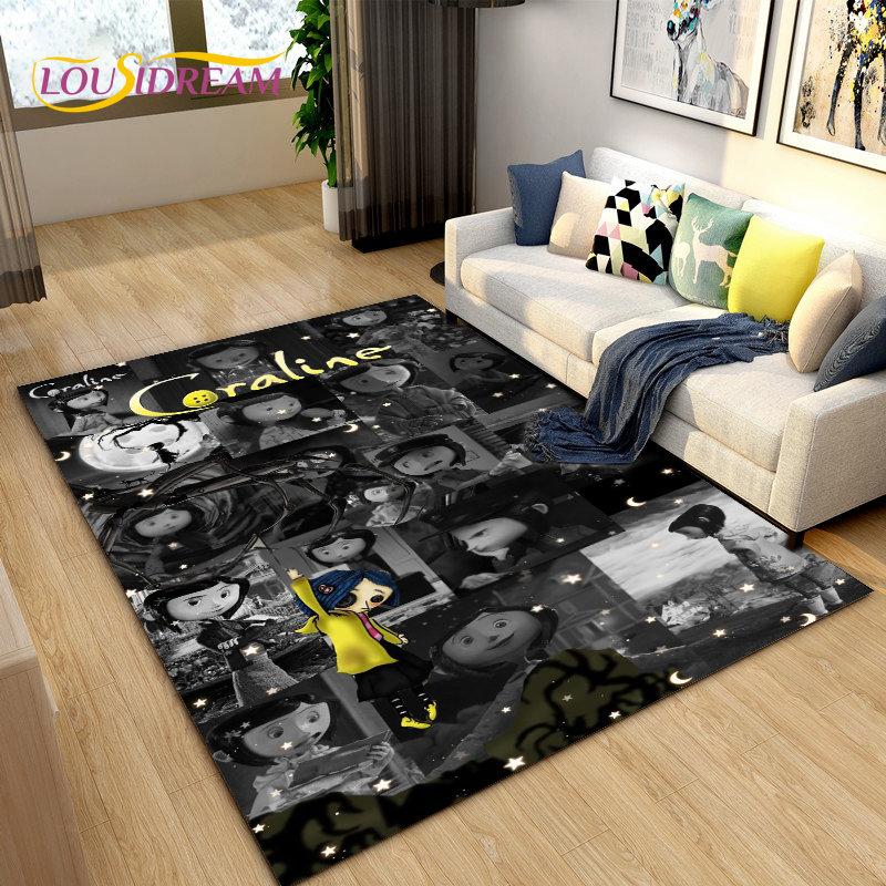 3D Cartoon Coraline Area Rug,Carpet Rug for Living Room Children's Bedroom Sofa Yoga,Kids Play Game Crawling Non-slip Floor Mat