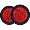 4 Inch Round Trailer Tail Light For 12V Truck Trailer Bus RV Camper ATV UTV 24LED Back Up Reverse Light Waterproof W/Flush Mount Grommets Plugs