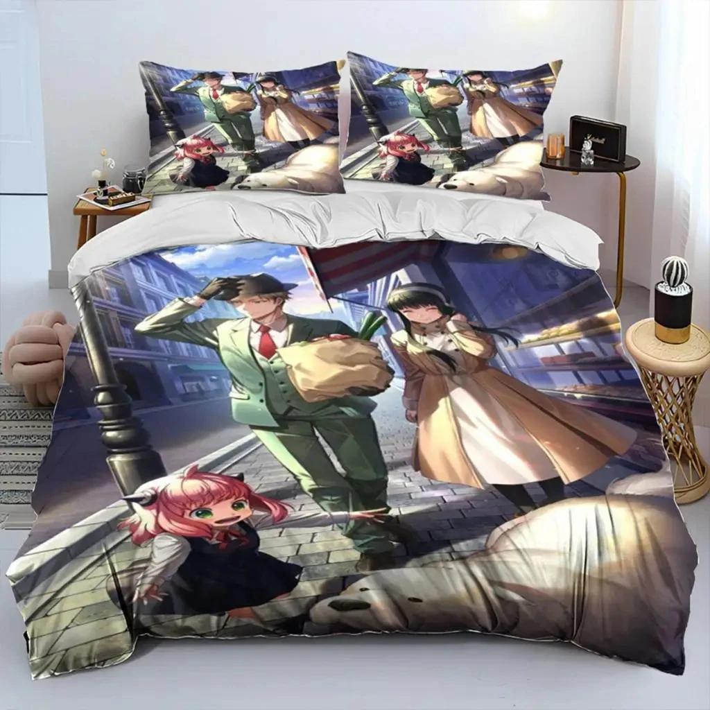 3D Anime Spy×Family Anya Bettwäsche-Set Bettbezug Steppdecke Bett-Set Steppdeckenbezug Kissenbezug King Queen Twin Größe Jungen Mädchen Erwachsene