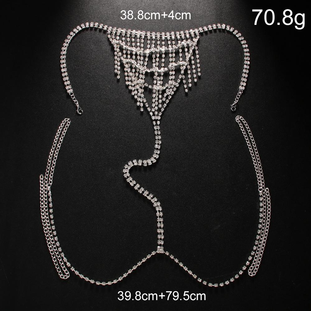 Chaîne de taille à franges et strass multicouches Culotte Chaîne corporelle sexy de plage Chaîne corporelle pour femmes