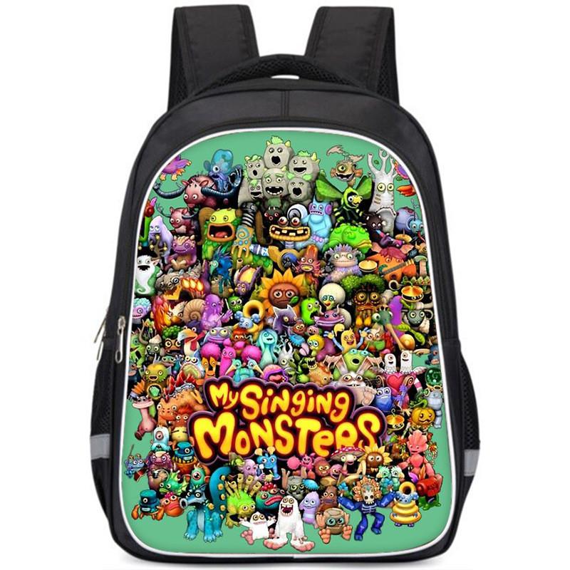 Durable Nylon My Singing Monsters Backpack With Vibrant Prints For School Kids