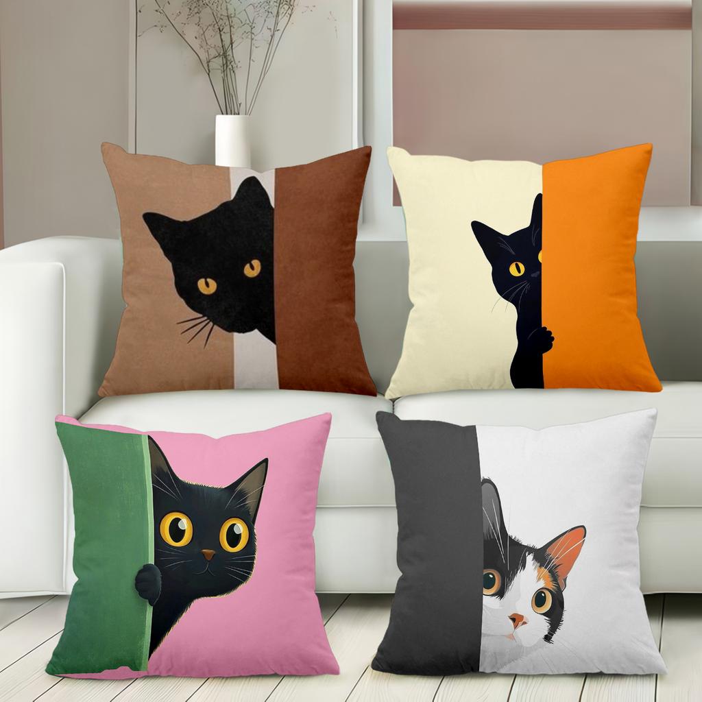 Anime Style Cat Pattern Decorative Cushion Covers Polyester pillowcase sofa decorative cushion cov Headboard Pillow
