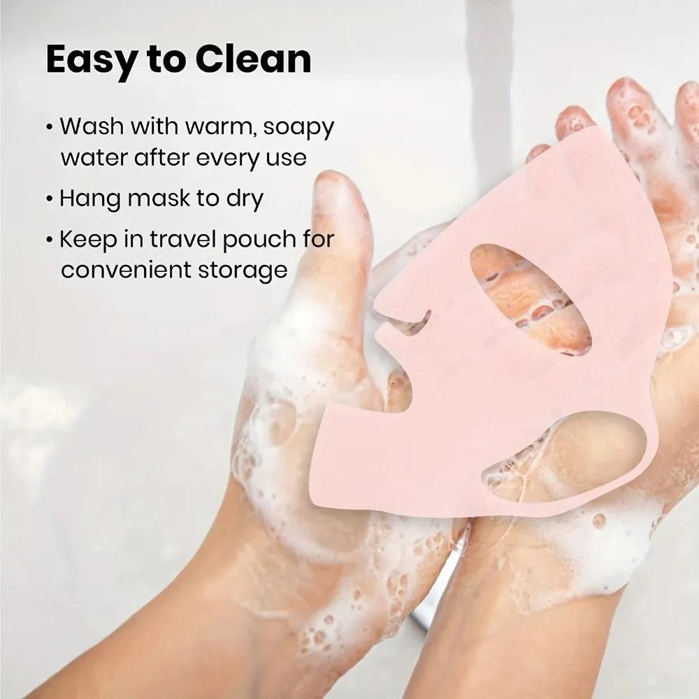 New Silicone Face Mask Cover Prevent Mask Essence Evaporation Speed Up The Absorption Moisturizing Facial Mask Cover Reusable Pink/White