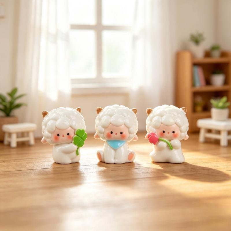 2027 The Year Of The Goat Figurines Adorable Cartoon Sheep Design Smooth Glaze For Home Desktop Decor Small Gifts