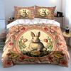3Pcs Retro Floral Bunny Illustration Duvet Cover Set With 3D Printing Design Soft Polyester Bedding Set All-Season Comfort