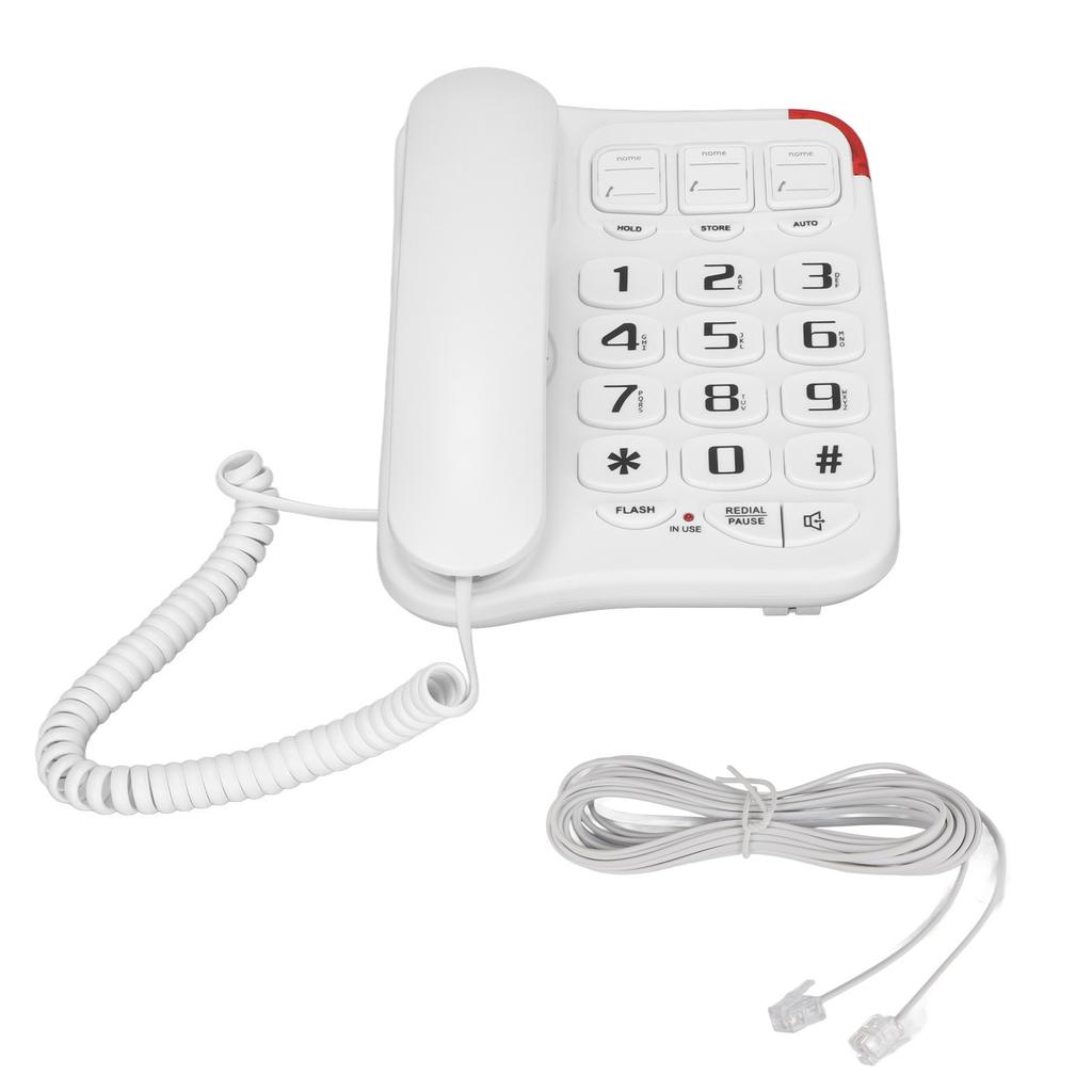 Téléphone à Grosses Touches 3 Touches Photo Son Amplifié Téléphone Fixe Filaire pour Personnes Âgées Domicile Bureau