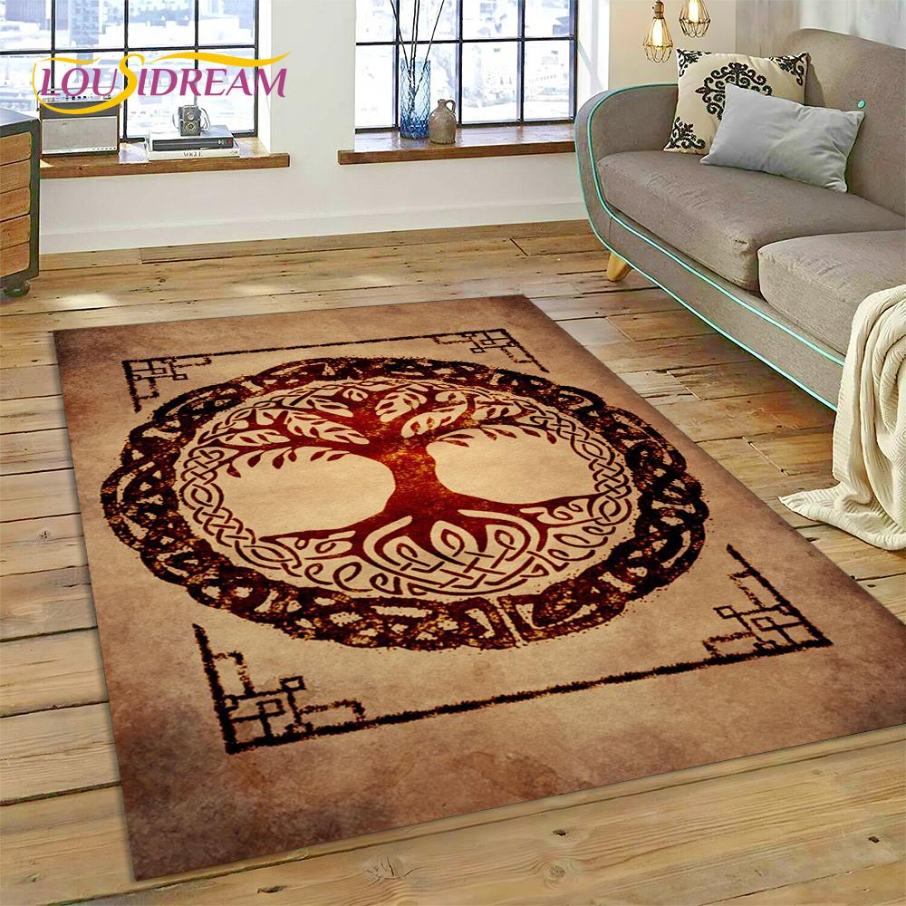 3D Tree of Life Nature Viking Yggdrasil Norse Rug Carpet for Living Room Bedroom Decor,Non-slip Decoration for Sofa Doormat Gift