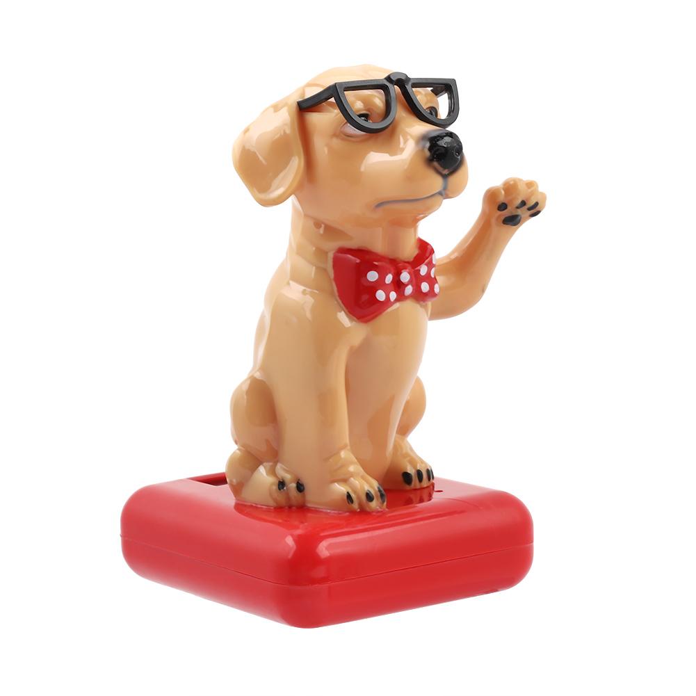 Solarbetriebener Schwingender Winkender Hund Entzückende Heimdeko Autozubehör Tischornament(# 1)