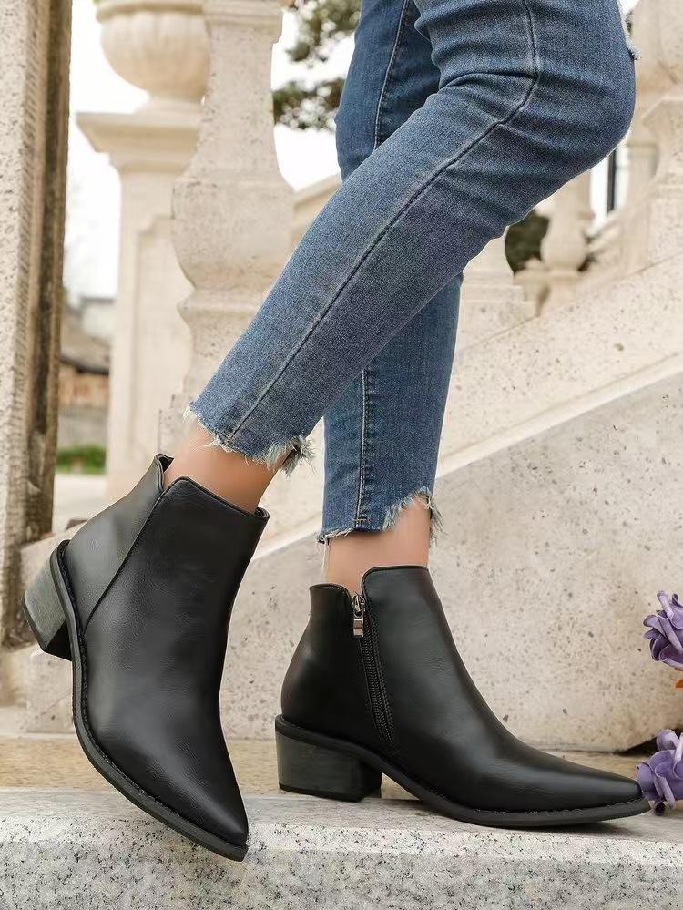 Ladies Pointed Heel Chelsea Boots Short Boots