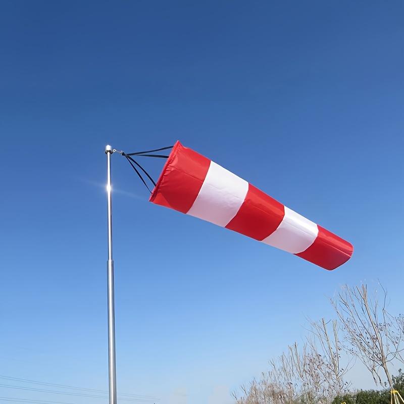 Heavy-Duty Outdoor Wind Indicator Suitable for Airports, Farms, Parks - Red/White/Orange Striped Durable Polyester Weathervane with Galvanized Hook