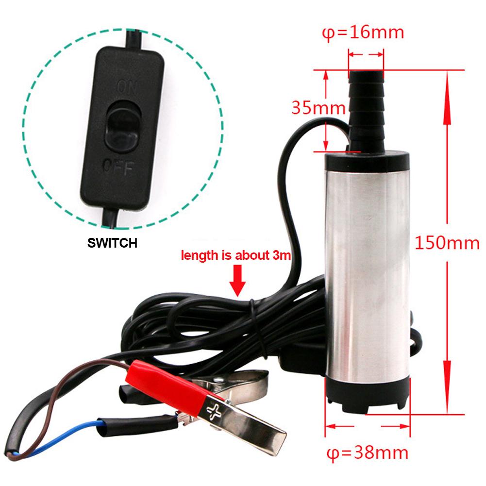 12L/min 12V 24V DC Electric Submersible Pump Diesel Fuel Water Oil Car Camping Fishing Submersible Aluminum Alloy Transfer Pump