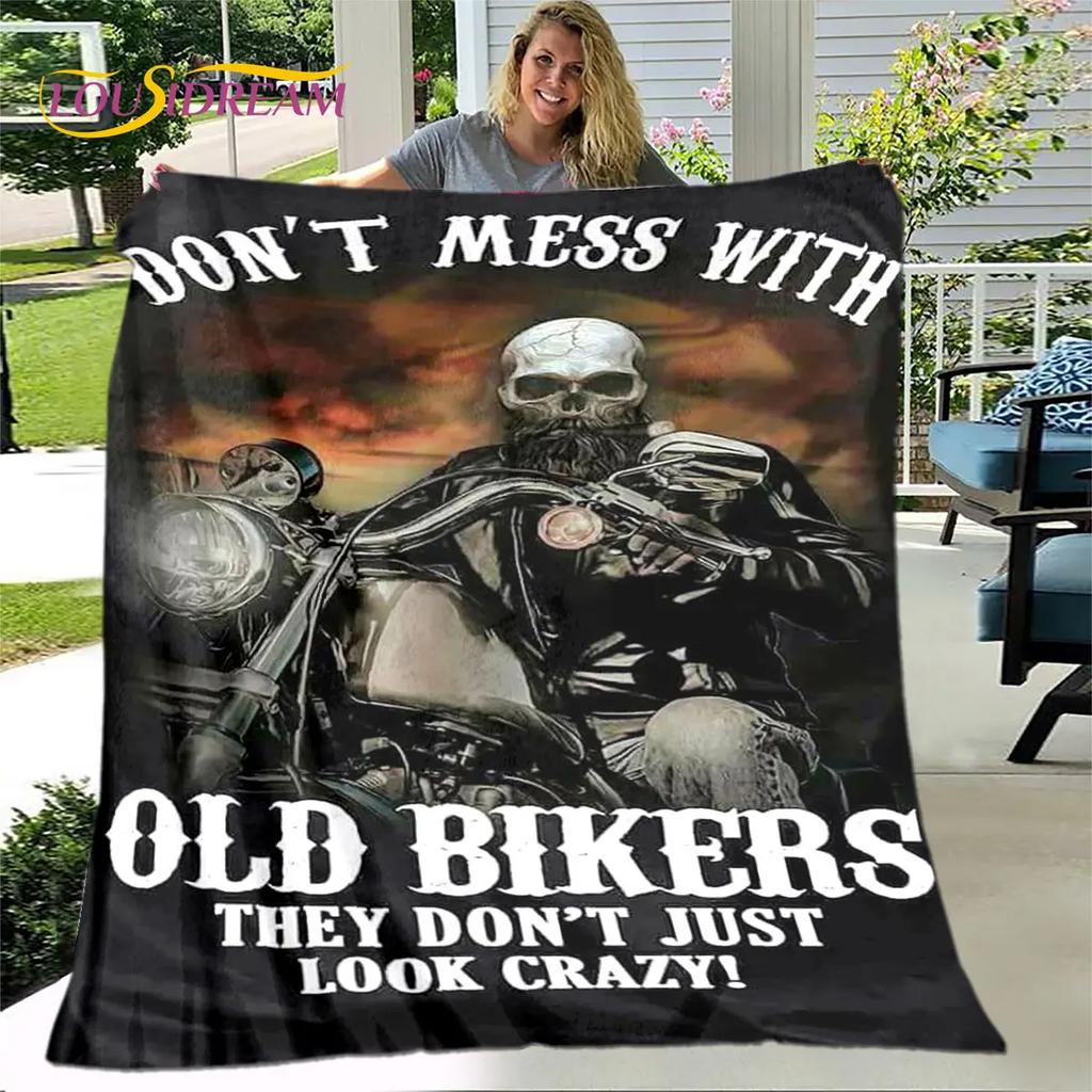 Retro Vintage Motorcycle Skull Soft Plush Blanket,Flannel Blanket Throw Blanket for Living Room Bedroom Bed Sofa Picnic Cover
