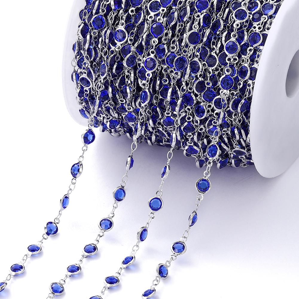 1Meter Colorful Glass Crystal Beads Chain Copper Chains for Necklace Bracelet Jewelry Making DIY Components Accessories