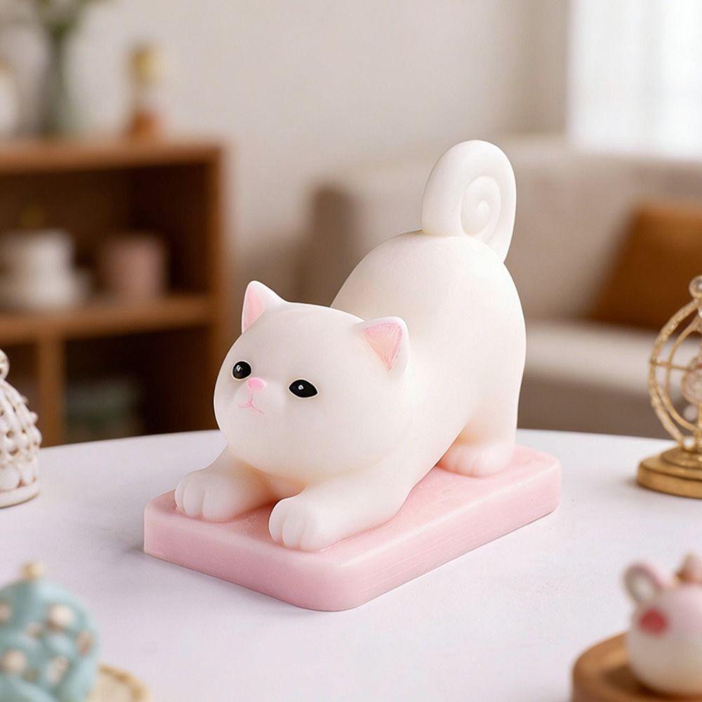 Silicone Material Cat Candle Mold 3D Design Stretching Cat Silicone Candle Mold Handmade Craft Cute Animal Shape Resin Mold