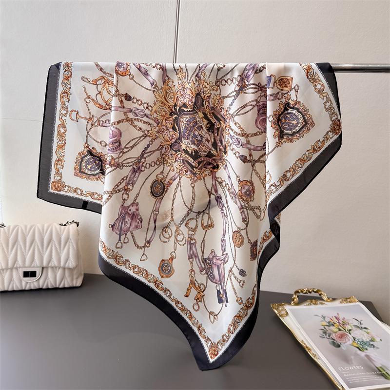 Printed Imitation Silk Totem Fashion Silk Scarf Square Scarf High-End Shawl Versatile Neck Small Square Scarf Headscarf