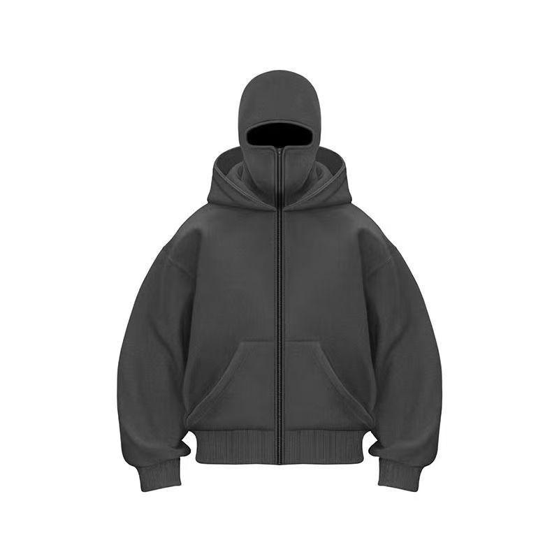 Trendy DIY Plain Zipper Hooded Sweatshirt for Men & Women - Double Hood, Perfect for Spring and Autumn