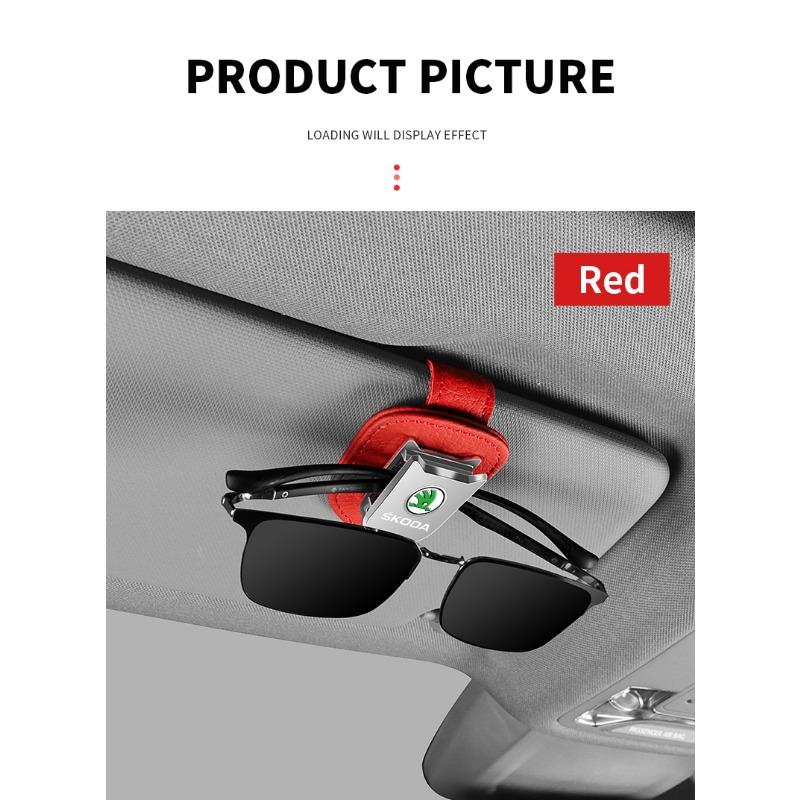 Car Auto Sun Visor Glasses Box Sunglasses Clip Card Ticket Holder Stand for Skoda Fabia Kodiaq Kamiq Superb Yeti Octavia Enyaq Rapid Karoq Derivati