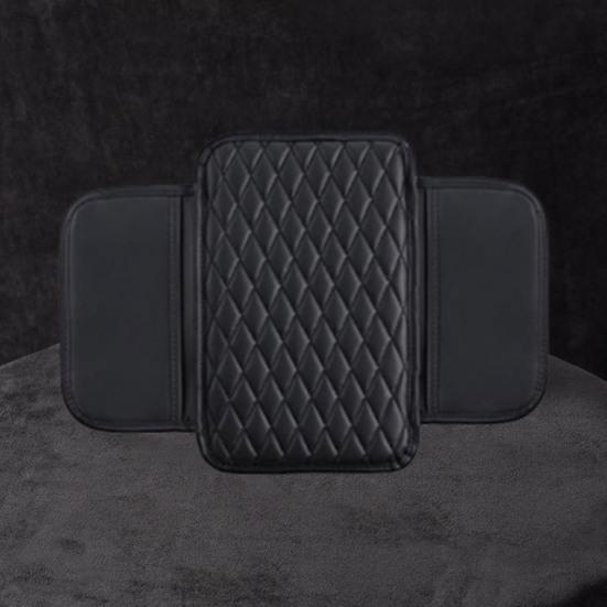 Car Armrest Mat Leather Armrest Cover Cushion with Side Storage Pockets Car Center Console Cover Car Interior Accessory for Car Truck RV SUV