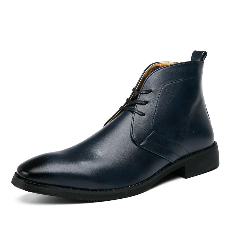 Brand Male Basic Boots Comfortable Men's Ankle Boots Casual Leather Shoes Leisure Walk High Top Shoes Lace-Up Botas