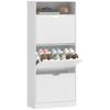 Shoe Cabinet 18 Pairs, Narrow Shoe Cabinet, 3 Flip-down Drawers, Adjustable Shelves, White