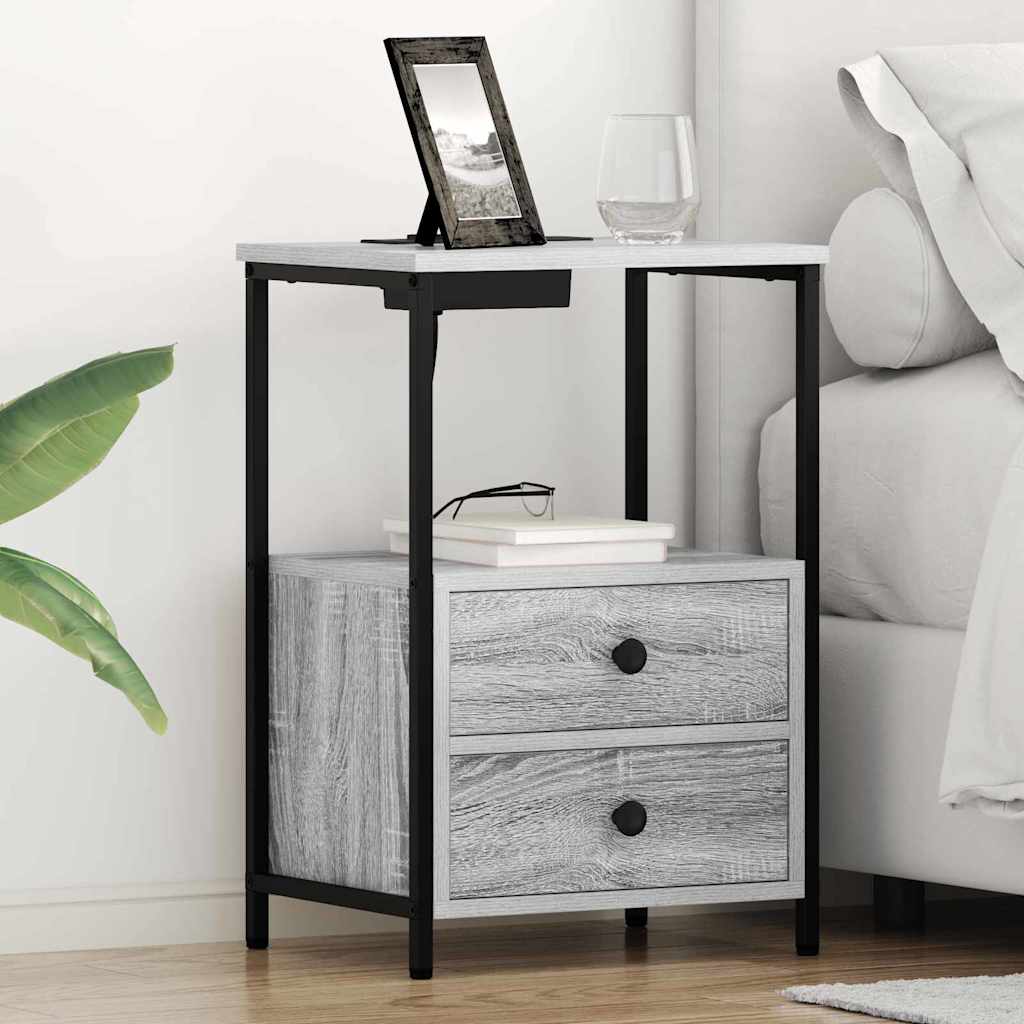 Nightstand Grey Sonoma 40 X 31 X 60 Cm Particleboard