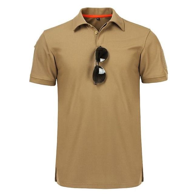 Camiseta táctica militar para deportes al aire libre, camisa de manga corta con solapa de secado rápido, camiseta de entrenamiento de senderismo para verano, ropa informal para hombre