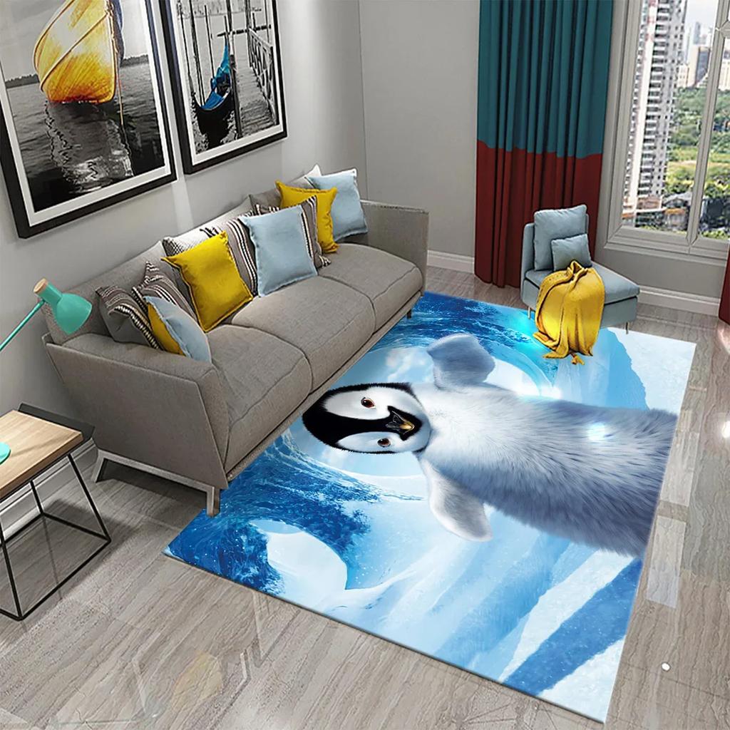 Antarctica Pinguïn Patroon Tapijt Schattig Dier Groot Tapijt voor Woonkamer Slaapkamer Decoratie Vloerkleden Badkamer Antislip Mat Tapijt