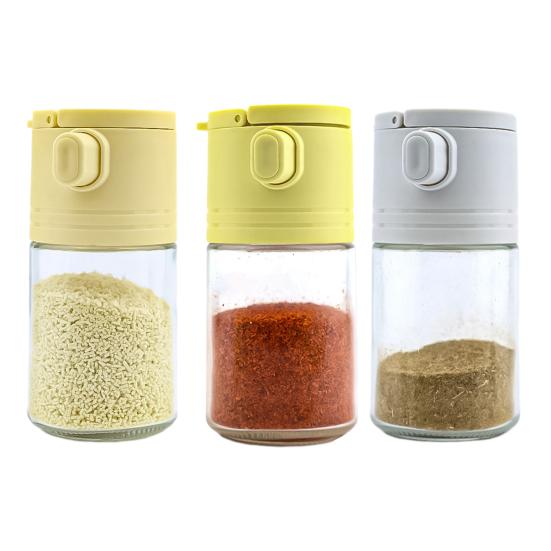 Glass Salt Dispenser Set with 0.5g Portion Control Airtight Seasoning Jars for Low-Sodium Diets 180ml Moisture-Proof Easy-Fill Spice Container for