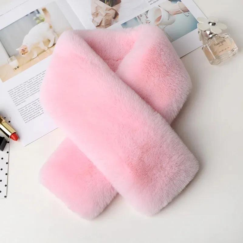Children'S Double-Sided Velvet Thickened Fleece Scarf Korean Style Imitation Fur Warm Scarf Fur Collar Autumn And Winter