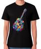 Colourful Guitar Art T-Shirt Abstract Music Instrument Graphic Unisex Tee