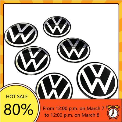 ZDFVU1 For VW Jetta MK5 Golf 4pcs Black Silver New VW Car Wheel Center Sticker Logo Rim Cap Hub Cover Hubcap Badge Emblem De